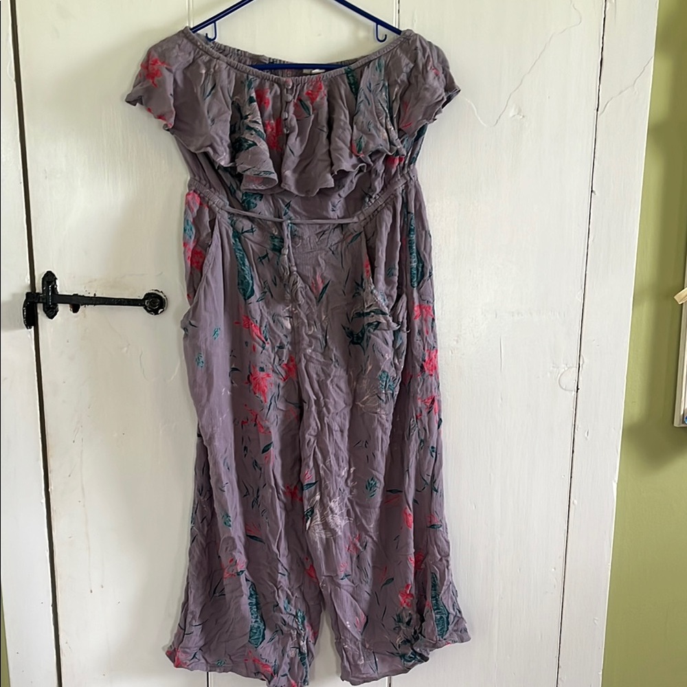 Roxy Floral Jumpsuit in Purple and Red